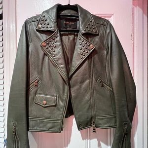 Coach studded leather jacket